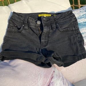 Black mid-high wasted Jean shorts